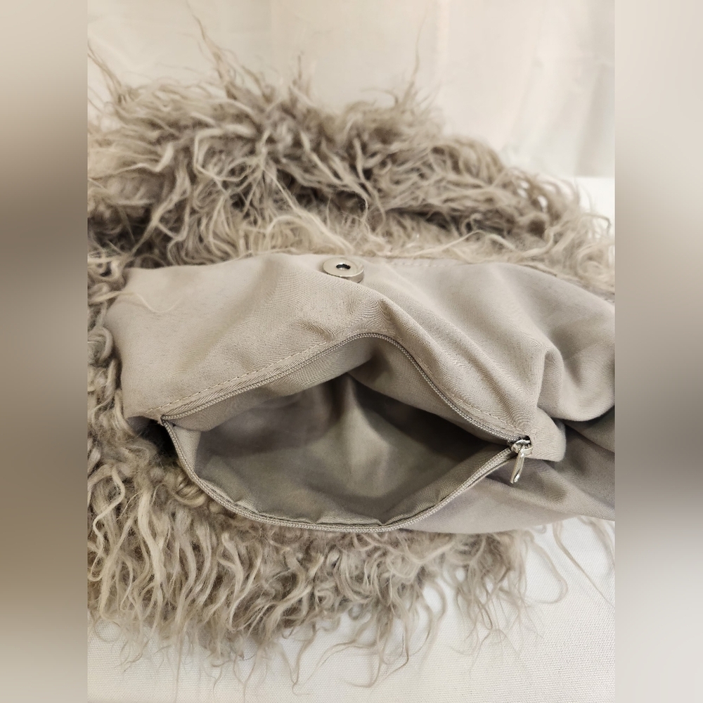 Aimee Kestenberg Faux Fur Slouchy Hobo Bag – Taupe - Picture 2 of 6